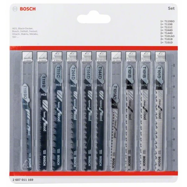 Ножче за прободен трион Bosch к-кт 10 ч за дърво, 10бр./опаковка, 2607011169, BOSCH
