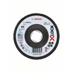 Диск ламелен за ъглошлайф X-LOCK Best for Metal X571, конус, основа фибростъкло, Ø115mm, G 80, 2608619199, Bosch