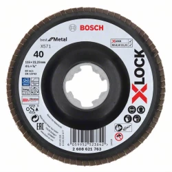 Диск ламелен за ъглошлайф X-LOCK, пластмасова плоча, Ø115mm, G 40, X571,, 2608621763, Bosch