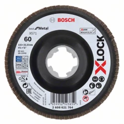 Диск ламелен за ъглошлайф X-LOCK, пластмасова плоча, Ø115mm, G 60, X571,, 2608621764, Bosch