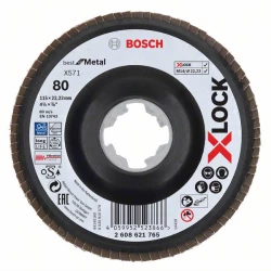 Диск ламелен за ъглошлайф X-LOCK, пластмасова плоча, Ø115mm, G 80, X571,, 2608621765, Bosch