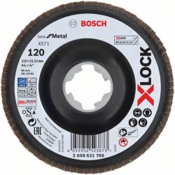 Диск ламелен за ъглошлайф X-LOCK, пластмасова плоча, Ø115mm, G 120, X571,, 2608621766, Bosch