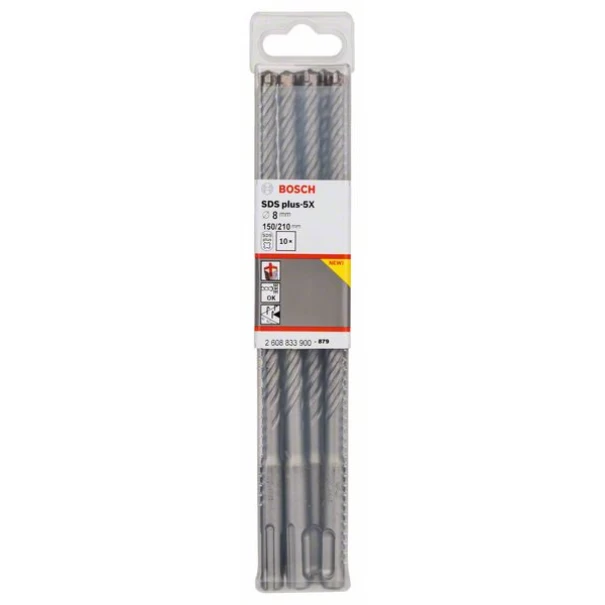 Бургия за бетон SDS-plus-5Х - 8x150x210, 10бр, 2608833900, BOSCH
