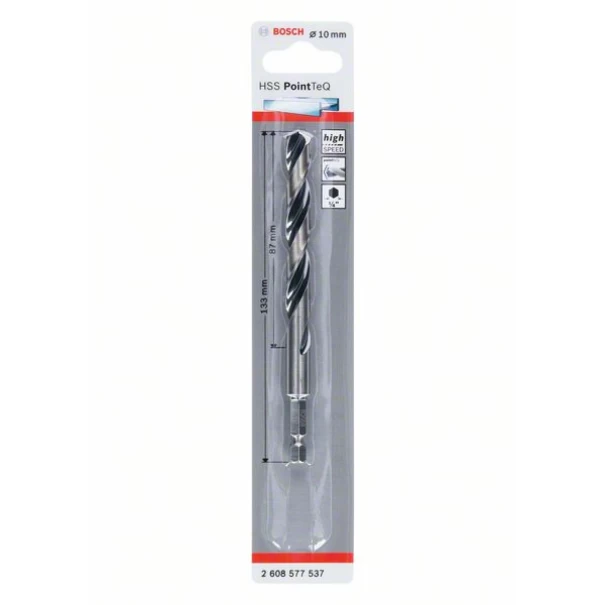 Свредло HSS PointTeQ Hex 10.0mm, 2608577537, Bosch