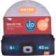 Шапка с челник 4х45lm акумулаторна, USB, бяло-червено-синя, 43450, EXTOL LIGHT