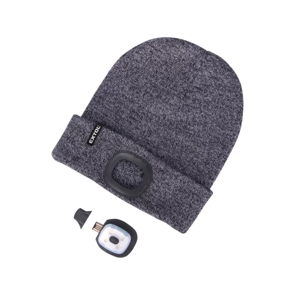 Шапка с челник 45lm USB сиво-черна, 43462, EXTOL LIGHT