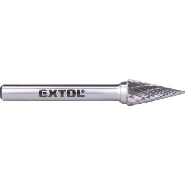 Борфреза карбидна конична Ø10x20mm, опашка Ø6mm, средни насечки 8703794, EXTOL INDUSTRIAL