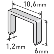 Скоби за такер правоъгълни 1000ks, 6mm, 10,6x0,52x1,2mm, 8852201, EXTOL PREMIUM