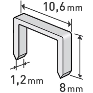 Скоби за такер правоъгълни 1000ks, 8mm, 10,6x0,52x1,2mm, 8852202, EXTOL PREMIUM