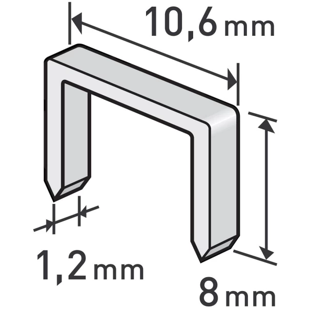 Скоби за такер правоъгълни 1000ks, 8mm, 10,6x0,52x1,2mm, 8852202, EXTOL PREMIUM