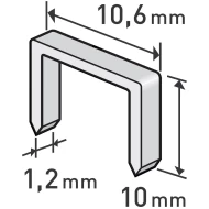 Скоби за такер правоъгълни 1000бр, 10mm, 10,6x0,52x1,2mm, 8852203, EXTOL PREMIUM