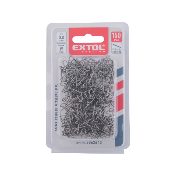 Скоби заваръчни за пластмаса вълнообразни Ø0,8 mm, 150бр, 8862643, EXTOL PREMIUM