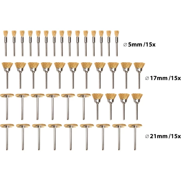 Комплект мини четки телени месингови, 45ч, 903761, EXTOL CRAFT