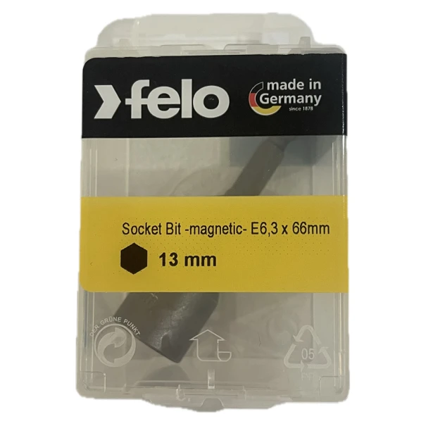 Накрайник глух ключ, магнитен SW 13 mm x 66 Box, 00003913016, FELO