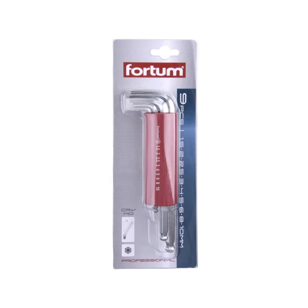 Комплект имбусни ключове HEX 1,5-10mm, 9бр, 4710100, FORTUM