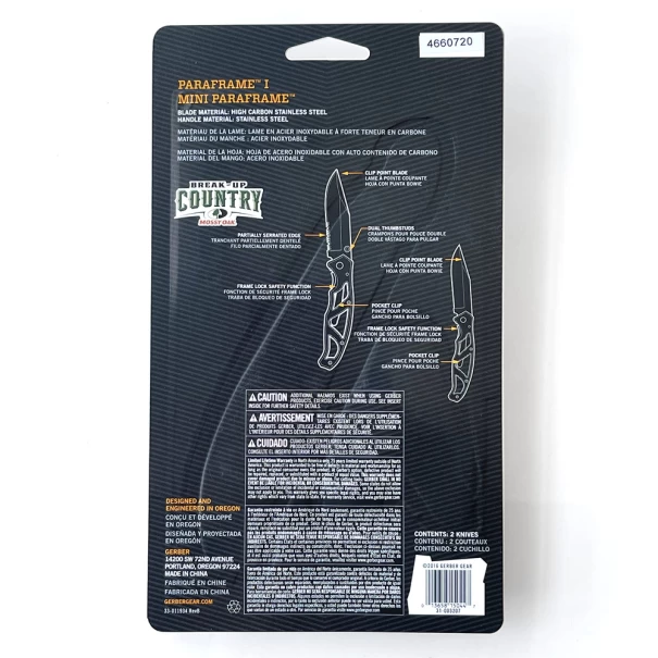 Комплект ножове сгъваеми ловджийски Paraframe Combo, Mossy Oak, 31-003207, GERBER