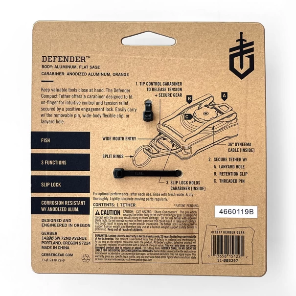Осигурителна корда с макара Defender Tether Compact, 31-003297, GERBER