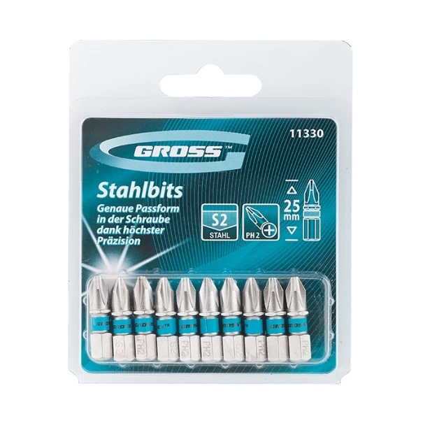Комплект битове PH2х25mm, 10бр, 11330, GROSS