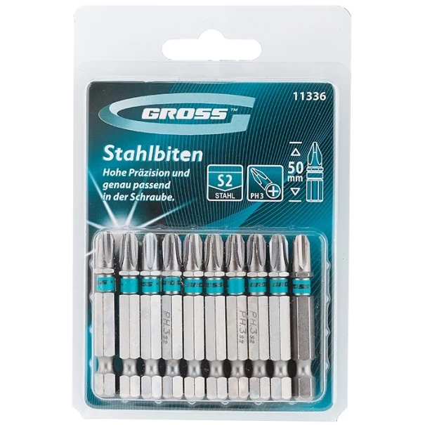 Комплект битове PH3х50mm, 10бр, 11336, GROSS