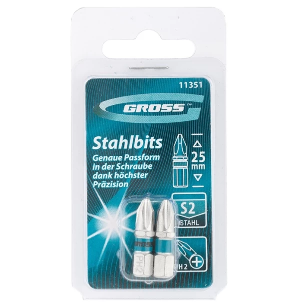 Комплект битове PH2х25mm, 2бр, 11351, GROSS