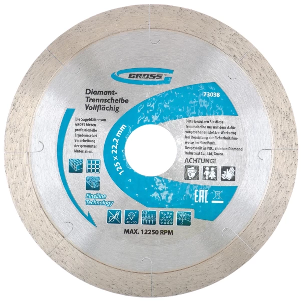 Диск диамантен за мокро рязане, лазерна перфорация, 115х22,2mm , 73036, GROSS