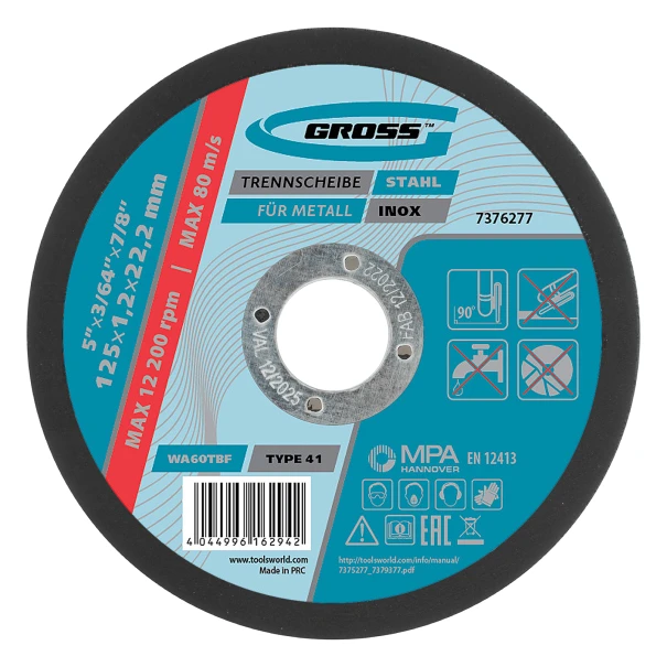 Диск за рязане на метал, 125х1,2х22,2mm, 7376277, GROSS