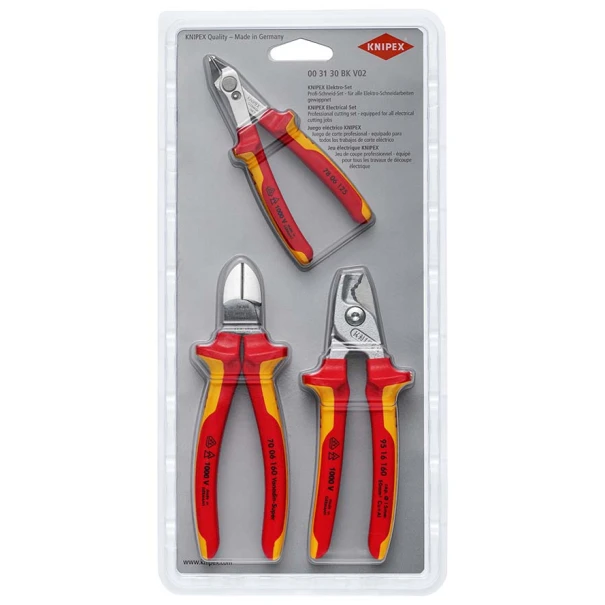 Комплект инструменти електротехнически за рязане, 00 31 30 BK V02, KNIPEX