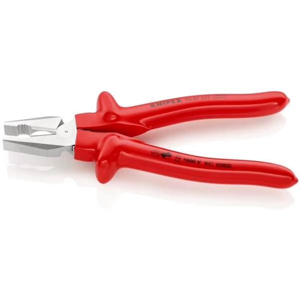 Клещи мощни комбинирани хромирани 225mm, 02 07 225, KNIPEX