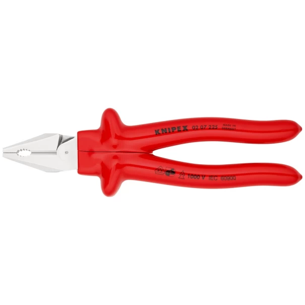 Клещи мощни комбинирани хромирани 225mm, 02 07 225, KNIPEX