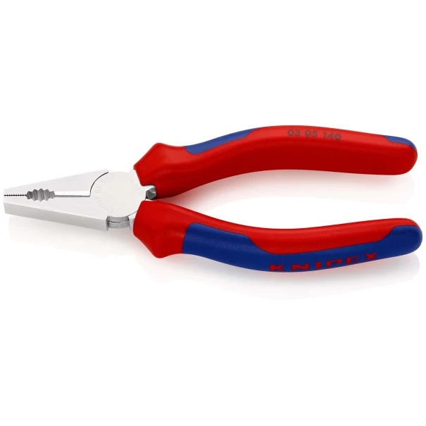 Клещи комбинирани хромирани с многокомпонентни обложки 140 mm, 03 05 140, KNIPEX