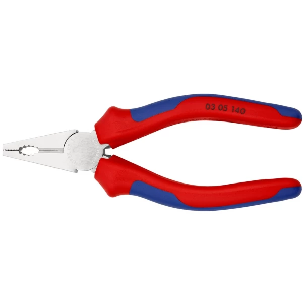 Клещи комбинирани хромирани с многокомпонентни обложки 140 mm, 03 05 140, KNIPEX