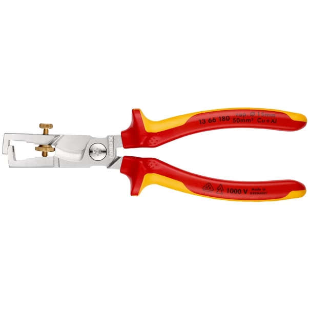 Клещи за оголване на кабели с ножица KNIPEX StriX, хромирани, до 10,0 mm², 180mm, 13 66 180 SB, KNIPEX