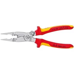 Промо сет: електротехнически клещи 200mm с халка + осигурително въже, KNIPEX