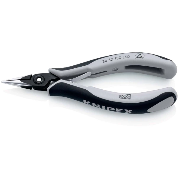 Клещи прецизни захващащи за електроника ESD полирани 130 mm, 34 52 130 ESD, KNIPEX