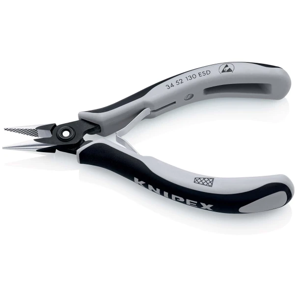 Клещи прецизни захващащи за електроника ESD полирани 130 mm, 34 52 130 ESD, KNIPEX