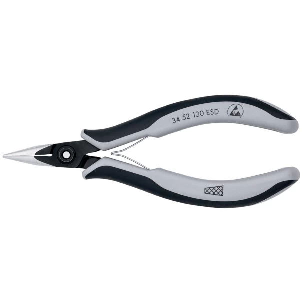 Клещи прецизни захващащи за електроника ESD полирани 130 mm, 34 52 130 ESD, KNIPEX