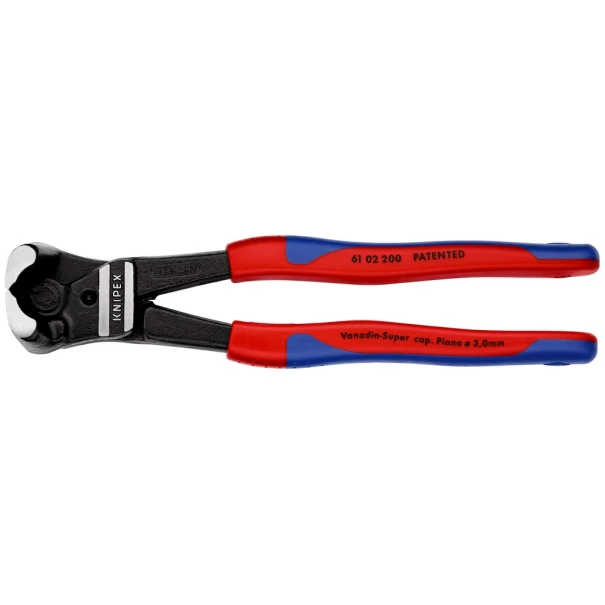 Клещи болторези челни лостови фосфатирани, черни 200 mm, 61 02 200, KNIPEX