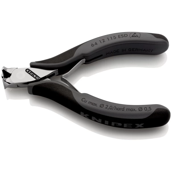Клещи резачки челни за електроника ESD 115mm, 64 12 115 ESD, KNIPEX
