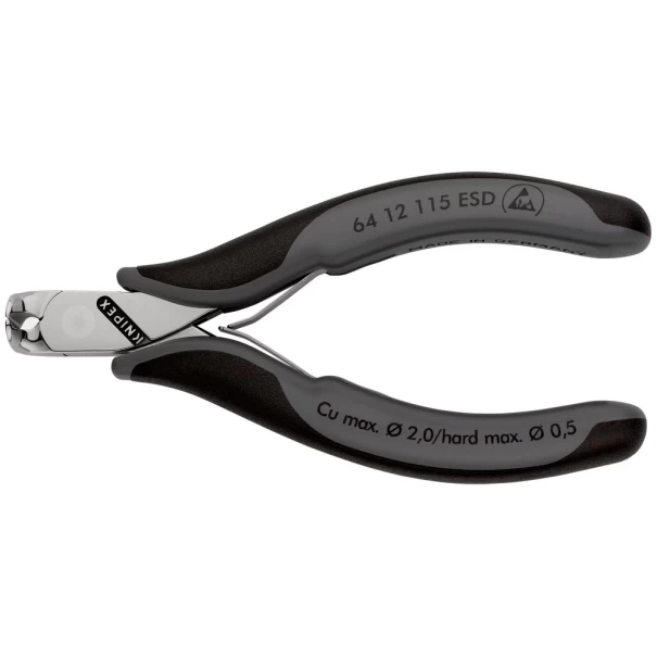 Клещи резачки челни за електроника ESD 115mm, 64 12 115 ESD, KNIPEX