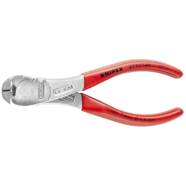 Клещи челни резачки, пластмасови дръжки, хромирани, 140 mm, 67 03 140, KNIPEX