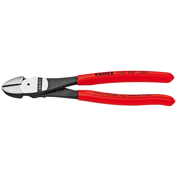 Клещи резачки усилени странични фосфатирани, черни 200mm, 74 01 200, KNIPEX
