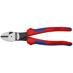 Клещи резачки усилени странични фосфатирани, черни 200mm, 74 02 200, KNIPEX