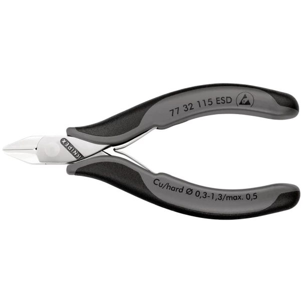 Клещи резачки странични за електроника ESD 115 mm, 77 32 115 ESD, KNIPEX