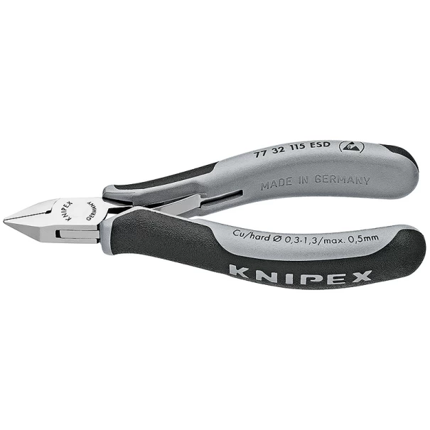 Клещи резачки странични за електроника ESD 115 mm, 77 32 115 ESD, KNIPEX