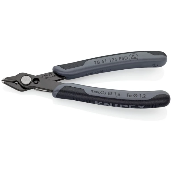 Клещи резачки Electronic Super Knips® ESD полирани с многокомпонентни обложки 125 mm, 78 61 125, KNIPEX