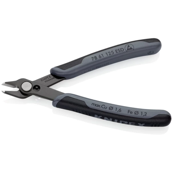 Клещи резачки Electronic Super Knips® ESD полирани с многокомпонентни обложки 125 mm, 78 61 125, KNIPEX