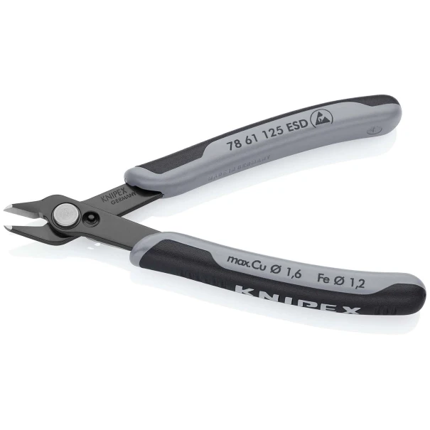 Клещи резачки Electronic Super Knips® ESD полирани с многокомпонентни обложки 125 mm, 78 61 125, KNIPEX