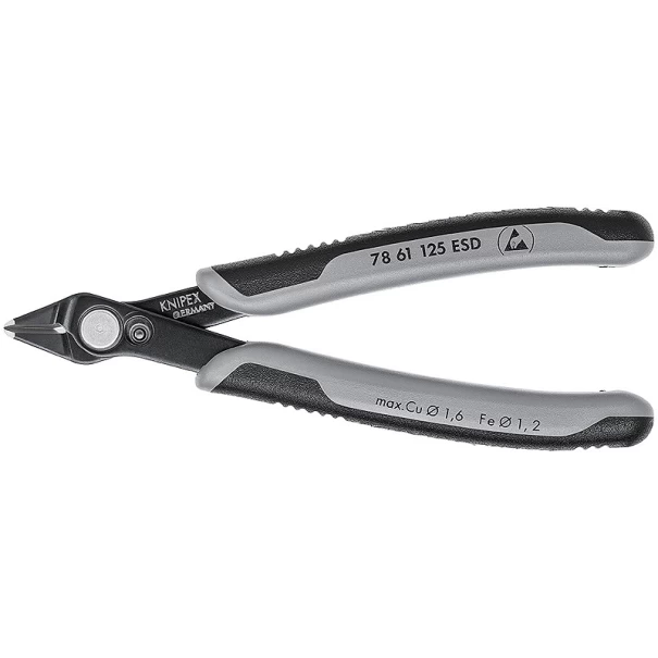 Клещи резачки Electronic Super Knips® ESD полирани с многокомпонентни обложки 125 mm, 78 61 125, KNIPEX