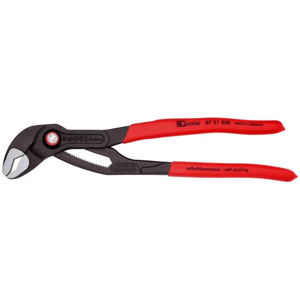 Промо сет ВиК: раздвижни клещи Cobra® QuickSet 250mm + облицовъчни челюсти, KNIPEX