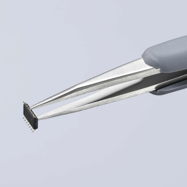 Пинсета прецизна неръждаема с гумирана дръжка ESD 123mm, 92 21 10 ESD, KNIPEX